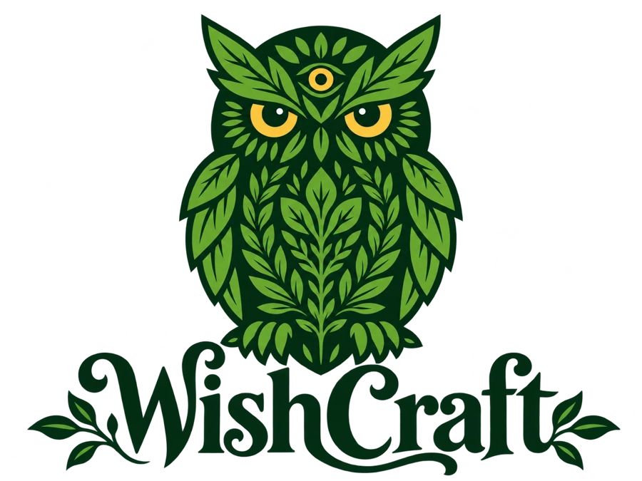 WishCraft — botanical owl logo